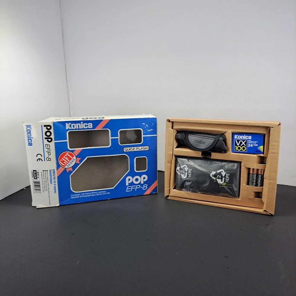 MINT KONICA POP EFP-8 35mm Film Camera Gift Set-New Old Stock NOS‎ Boxed Kit